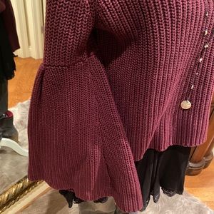 Free People Bell sleeve burgundy sweater